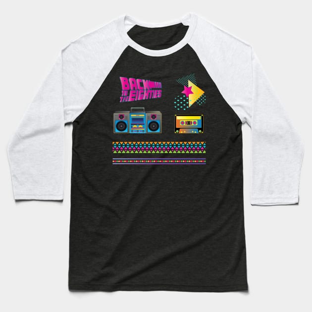 Back to the 80s design Baseball T-Shirt by Ch4rg3r